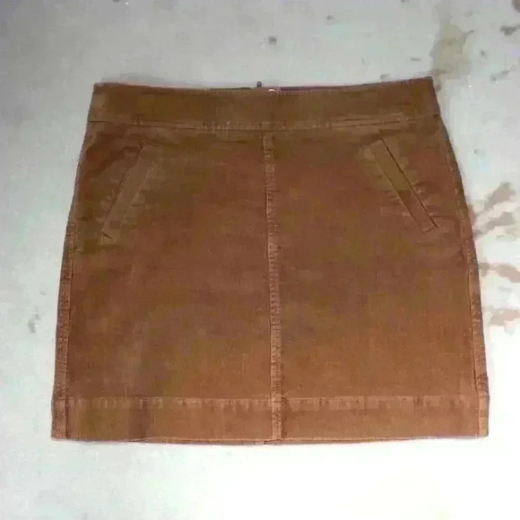 LOFT Dresses & Skirts - LOFT Brown Corduroy Zip Up Mini Pencil Skirt Boho Western Cowgirl Women Size 8